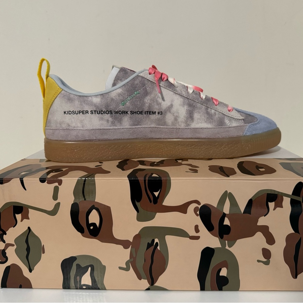 Puma Gray and Yellow Sneakers with Pink Accents